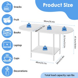 Small Oval Coffee Tables Modern Low Coffee Table for Small Space Mid Century Center Side Table with Open Shelving for Storage, Display, and Furniture Living Room & Home Office