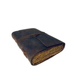 Lined Vintage leather journal - Deckle Edge Rustic Paper - Best for lined Pages Book of Shadows, Grimoire, Junk Notebook, Fantasy medieval gifts, antique Scrapbook, calligraphy, leatherbound (7x5)