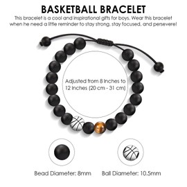 Basketball Bracelet Gifts for Boys, Basketball Gifts for boys, Cool Birthday Gifts for Teen Boys, Players Team Lovers Graduation Back to School Christmas Gifts Son Grandson Brother Nephew, Blue Stone