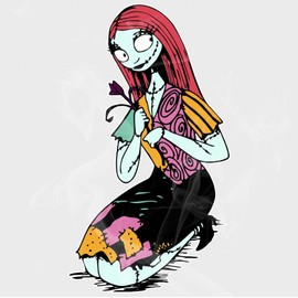 Enigma Design Company Nightmare Before Christmas Style Sally with a Dark Rose Clear Semitransparent Vinyl Adhesive Sticker 20"
