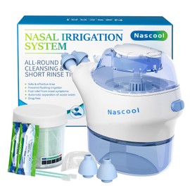 Nascool Nasal Irrigation System 50 Salt Packets Included, Nasal Irrigator for Sinus Relief & Nasal Care, Sinus Rinse Machine & Nose Cleaner