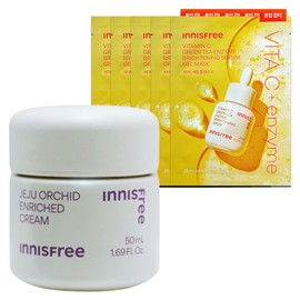 Innisfree Orchid Enriched Cream 50ml+Vitamin C Serum Gel Mask (25mL) 5 sheets / 이니스프리 한란 인리치드 크림 50ml+비타민C 세럼 겔 마스크 (25mL) 5매