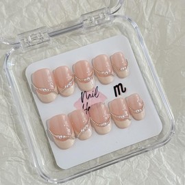 NailHaven｜ French Tip Collection｜ Press-On Nails - 10 Pcs Handmade Acrylic Nails with Cute Designs, Short Nails, and Nail Art, High Quality, Reusable:_24_extra small