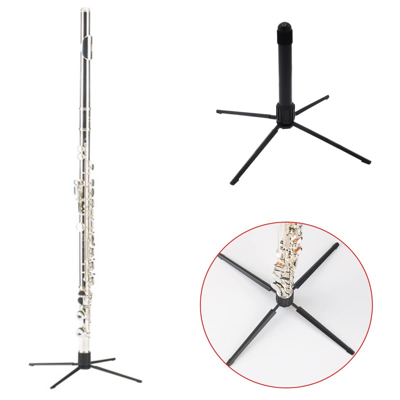 Cheerock Portable Flute Stand Holder, Metal 4-Leg Flute Stand with