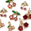 BEEFLYINGCherry Charms Brass Micro Pave Clear Cubic Zirconia Cherry Pendants,