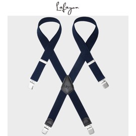 Lafayon Men's Suspenders Suspenders for Men 4 Buckles X Back Striped Heavy Duty Men Suspenders Durable Adjustable Elastic Suspenders Durable Metal Clips