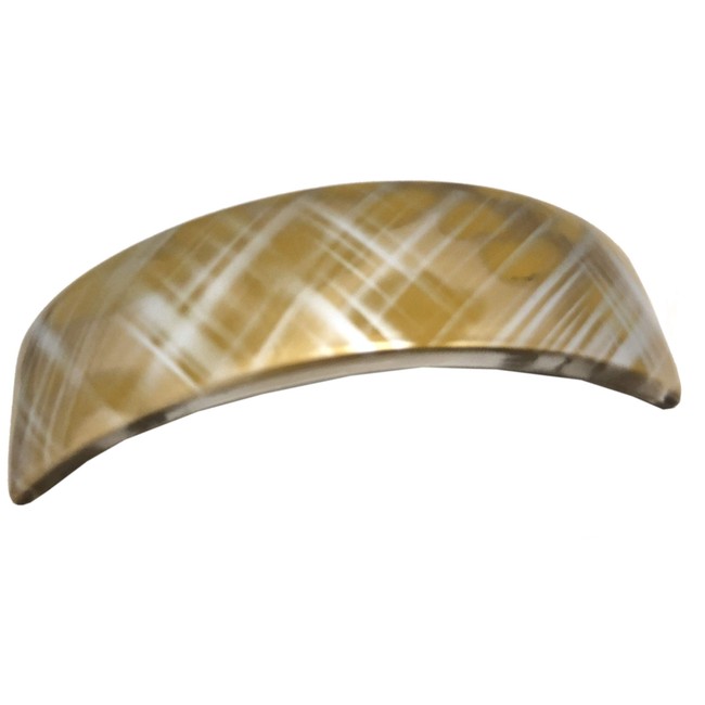 Parcelona French Curved Mustard Footprints on Golden Base Strong Grip Celluloid Volume Hair Clip Barrette