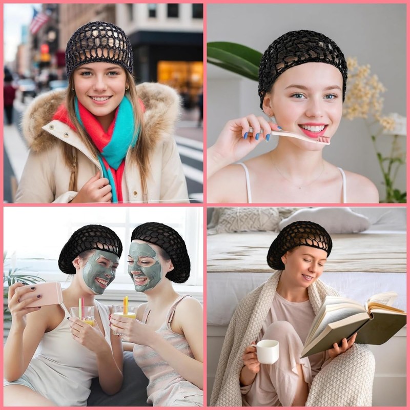 THJOPOKEEL 4 Redes de Malla para Cabello, Gorros de Dormir