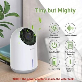 vavsea Mini Compact Dehumidifier 1500ml 322 sq ft with UL Certified Power Adapter