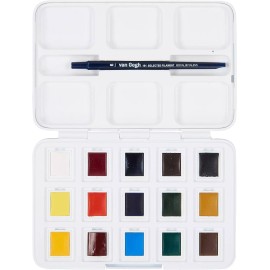 Van Gogh Watercolor Paint Set, Plastic Pocketbox, 12-Half Pan + 3-Half Pan Bonus