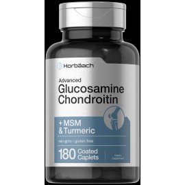 Glucosamine Chondroitin plus MSM & Turmeric | 180 Caplets Non-GMO | by Horbaach