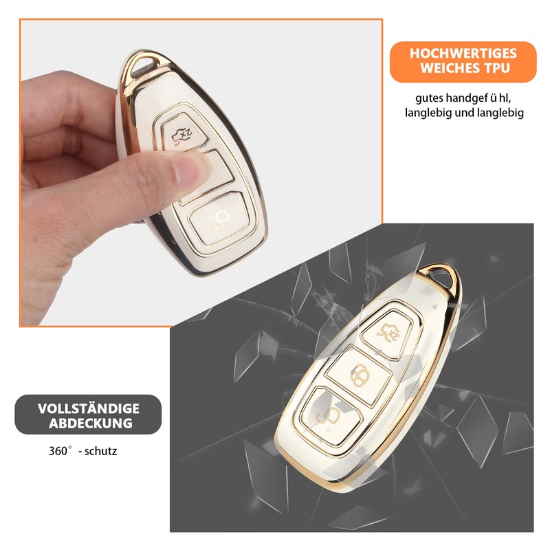 FT FUNTOR Golden Edge Black and White Key Holder, 4