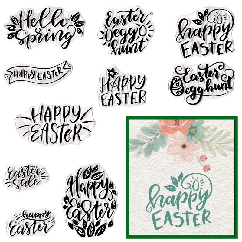 Happy Easter Clear Stamps for Card Making Hello Easter Blessing