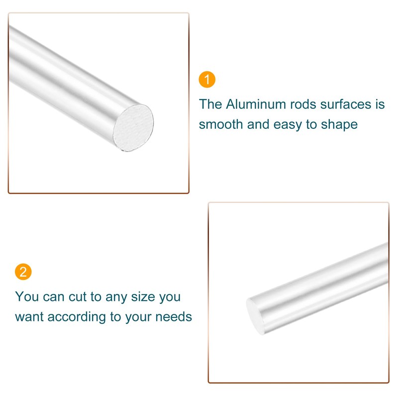 sourcing map Round Solid Aluminum Rod 16mm Diameter 200mm Length