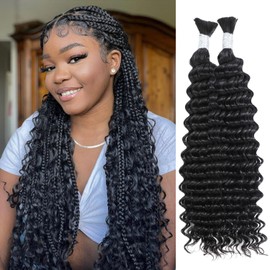 Syrenlore Highlighted Multi-Blonde Braiding Human Hair for Boho Knotless Braids, Ombre 27/613 Curly Braiding Hair Deep Wave Human Hair Bulk, No Weft Blonde Extensions 16 Inch 100G FULL BULK