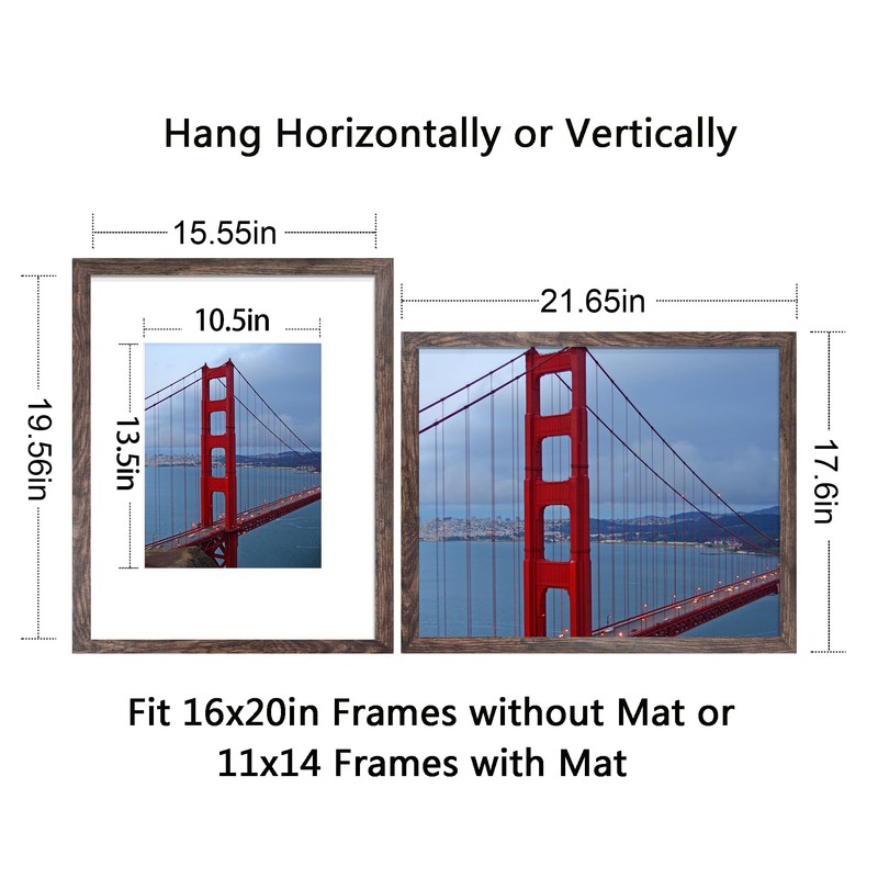 BESCRCL 16x20 Frames, Picture Frames for Wall, Single, Brown