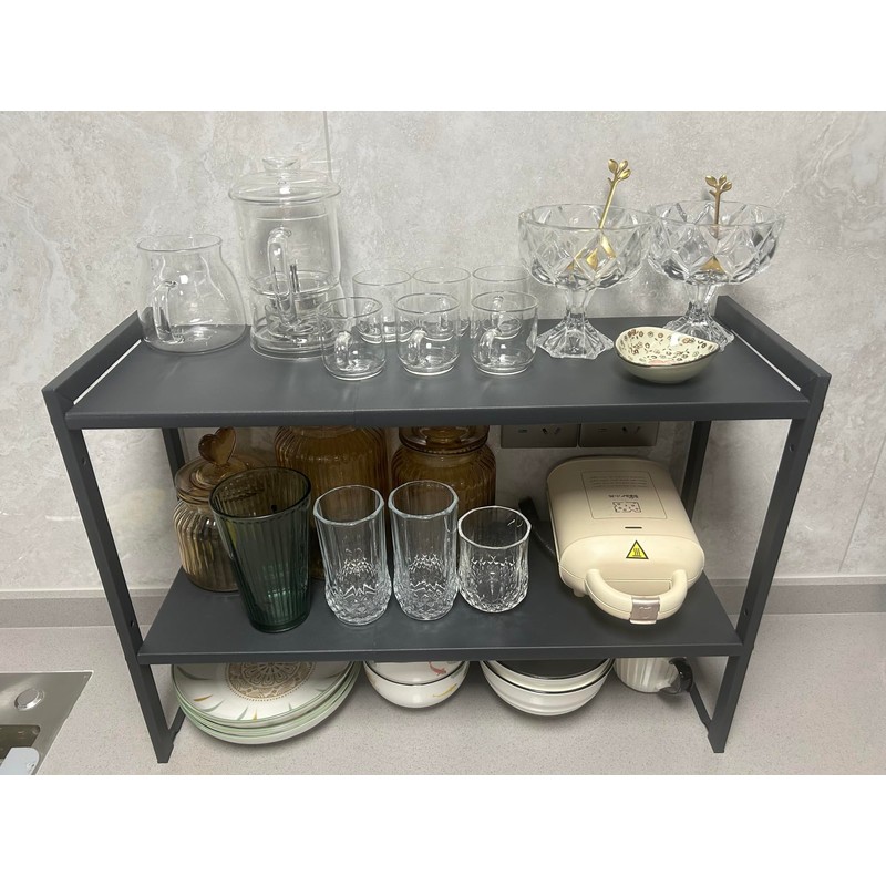 Urhomey plus 2 Tier Expandable Cabinet Shelf Organizer 14.5-25" L