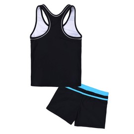 Uhnice Girls Swimsuit Two Piece Tankini Swimwear with Boyshort (Black, 12-13 Years(Tag Size 4XL))