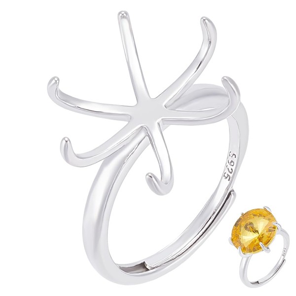 PH PandaHall 925 Sterling Sliver Ring Base, Adjustable Ring Blank