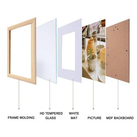 KTKDE 11x17 Studio Gallery Frame, Natural Woodgrain, Poster Frame Display Pictures 9x15 with Mat or 11x17 Without Mat,Real Glass,Modern Style Wood Composite Frame,Wall Hanging Wall Gallery Photo Frame