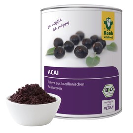 Raab Vitalfood Organic Acai Powder with Polyphenols & Anthocyans, Vegan, Gluten Free, Acai from Brazil, No Additives, 80 g Tub