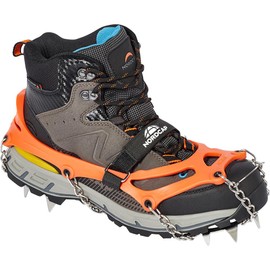 NORDCAP Ice & Snowshoe Chains, Crampons for Winter Grip, Shoe Chains with 14mm High Prongs, Spikes for Ice & Snowy Terrain, Unisex, Size M - XL, orange