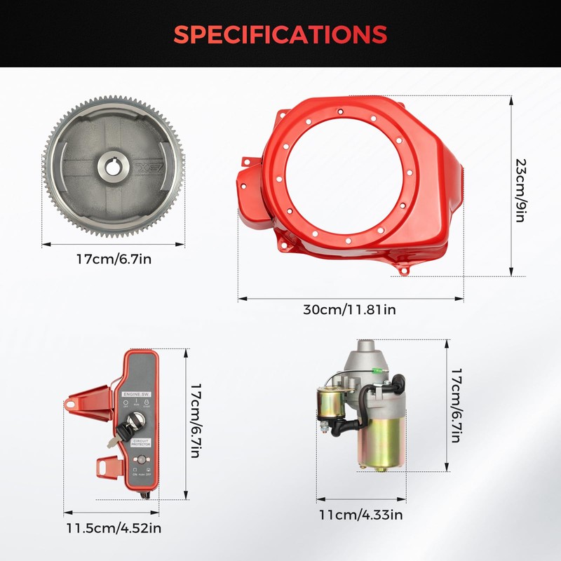 Electric Starter Motor Kit,Electric Start Kit Flywheel Starter Motor Engine