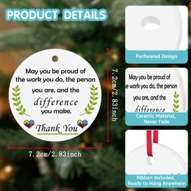 Thank You Gifts for Autism Teacher Ceramic Ornament for Special Education Teacher ABA Therapist Appreciation Gifts Autism Awareness Gifts Birthday Christmas Decor for Autism Teacher
