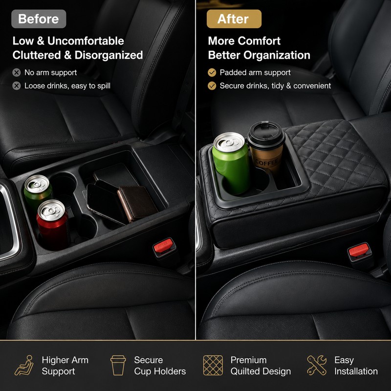 Car Center Console Armrest Cushion for Long Drives – Raised
