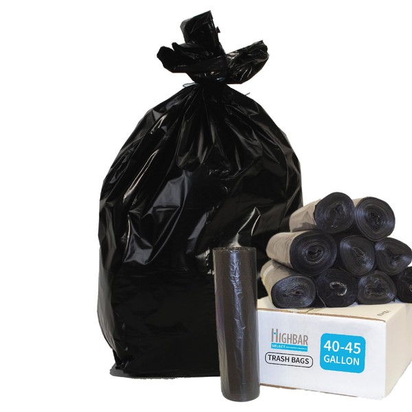 Black Garbage Bags, Made in USA, 40-45 Gallon, Heavy Duty,