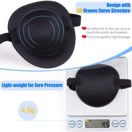 Eye Patches for Adults Kids, 2 Pcs Adjustable Eyepatch for Right or Left Eye, 3D Eye Patch Amblyopia Lazy Patch