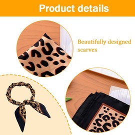 Leopard Hair Scarf for Women Satin Head Scarf Brown Neck Scarf for Women Silk Scarf Bandana Print Hair Bandanas Purse Scarf for Handbags Leopard Accessories Square Scarf for Women 27"x27"