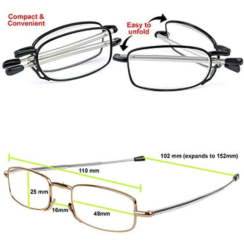 Success Eyewear Reading Glasses 2 Pair Readers Compact Folding Unisex