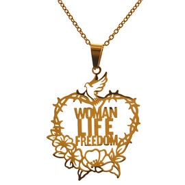 Asoodehdelan Woman Life Freedom Heart Dove Peace Necklace Pendant (Silver Plated, 24" Chain)