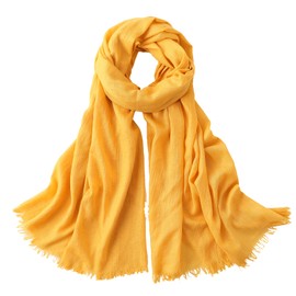 AMAYJUELONG Women's Shoulder Scarf Large Winter Warm Scarf Stole for Women Blanket Scarf with Fringes, Turmeric, 195cm*100cm