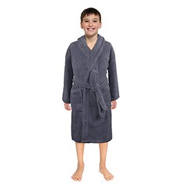 Ultra-Soft Plush Shawl Robes for Boys and Girls (Gray, Large)