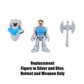 Imaginext Replacement Parts for Fisher-Price Royal Battering Ram Playset - HCG48 ~ Replacement Figure in Silver and Blue, Helmet and Weapon