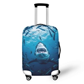 Dremagia Seadworld Shark Luggage Cover 22-25 Inch High Elastic Thickened Travel Suitcase Covers Blue
