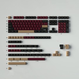 173 Keys Double Shot Keycaps Cherry Profile Red Samurai Keycaps Set Fit for 61/64/87/104/108 Cherry Mx Switches ISO ANSI Layout Mechanical Keyboard