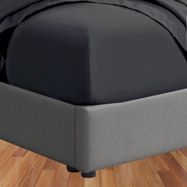 400 Thread Count 100% Cotton King Fitted Sheet, Long - Staple Combed Pure Natural Cotton Sheet, Soft & Silky Sateen Weave (Dark Grey,King Fitted)