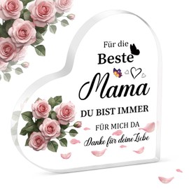 AWARDSEN Heart Acrylic Decorative Sign Gifts for Mum, Mum Birthday Gift, Special Gifts Mum for Best Mum