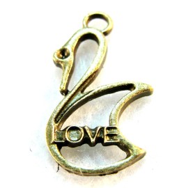 Tibetan 10Pcs. Tibetan Antique Bronze SWAN "Love" Bird Charms Ear Drops Pendants BD101
