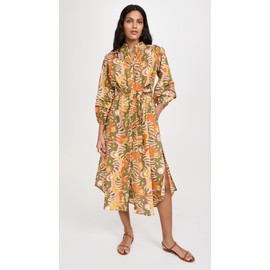 Poupette St Barth Women's Long Cathy Dress, Green Geo Afro, M