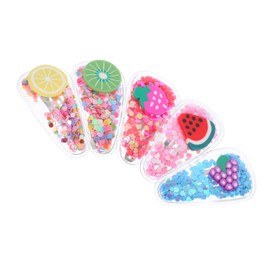 PACKOVE 5 Pcs Colored Fruit Hair Clips for Transparent Quicksand Barrettes with Grape Strawberry Lemon Melon Watermelon Designs Hair Accessories for Birthday and Festivals