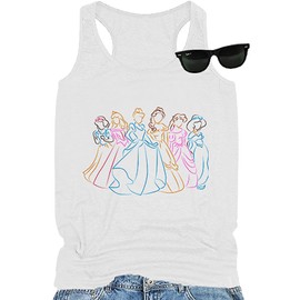 AMWIPE Magical Tank Tops for Women Magic Princess Shirt Magic Kingdom Graphic Tshirt Holiday Sleeveless Tee Tops