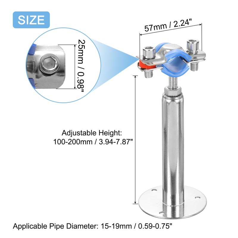 sourcing map 2Pcs Pipe Support, Stainless Steel Wall Mount Ceiling