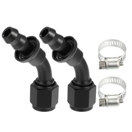 A ABSOPRO Hose End Fitting Fitting Adapter Oil Hose Fitting Car 45 Degree Swivel Hose End for Rubber Fuel Lines Aluminum Alloy Black 2pcs AN8