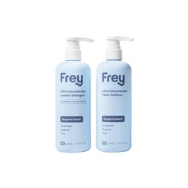 FREY Laundry Care Bundle: Concentrated Natural Laundry Detergent + Fabric Softener, Sandalwood, Bergamot, and Clove Scent, HE-Compatible