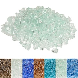 Skyflame High Luster 10-Pound Regular Fire Glass for Fire Pit Fireplace Garden Landscaping Crystal Ice 1/2" Size