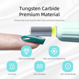 HYTOOS Tungsten Carbide Acrylic Nail Drill Bit Professional Efile Chrome 6.6mm Red Crystal Top Large Barrel Nail Bits 3/32" 2 Way Beginner Electric File Manicure Art Polishing Remove Gel XF